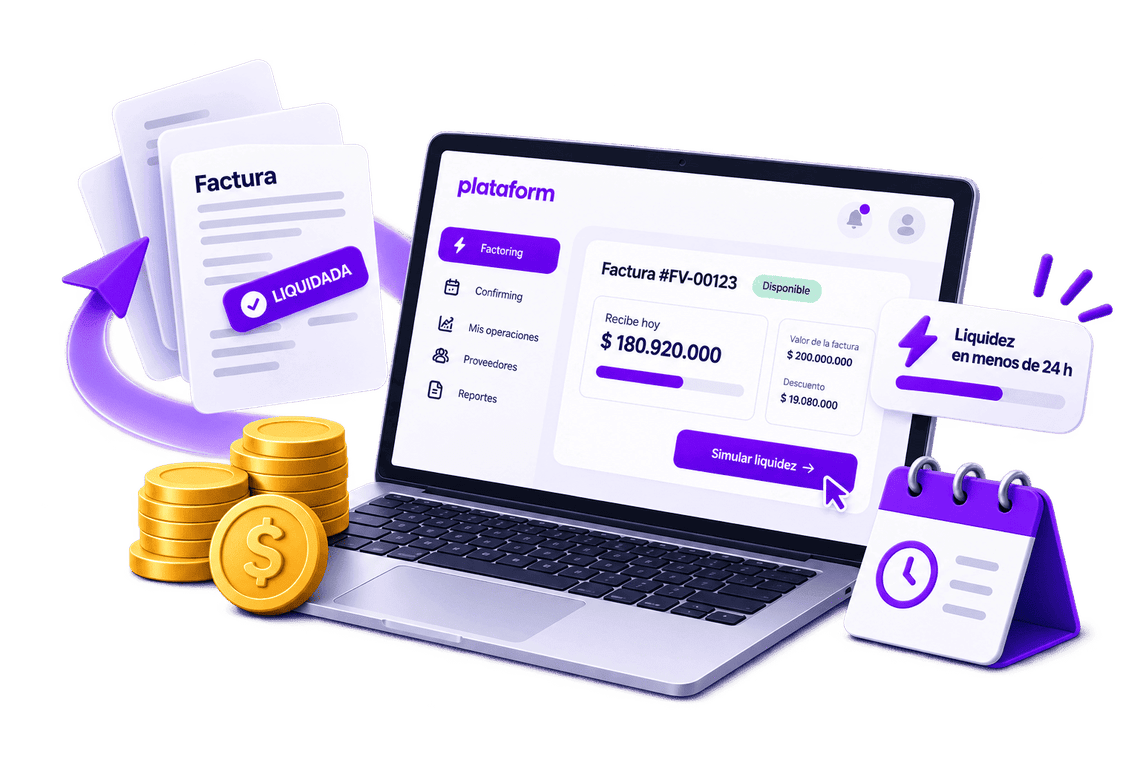 Simula tu liquidez con Plataform: factura y panel de factoring